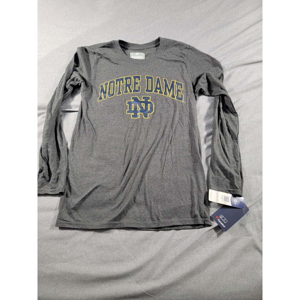 Notre Dame Fighting Irish Fanatics Long Sleeve T-Shirt‎ Gray Size Small NEW